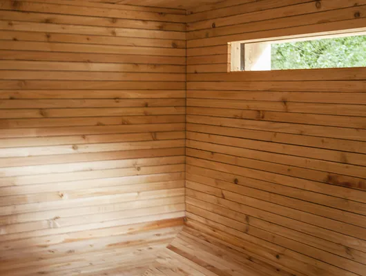 The light timber sauna interior