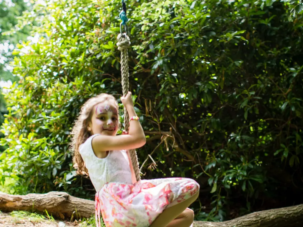 The trampoline, slackline, swings and zipline at Cedar Hollow Oxford, 3 of 10