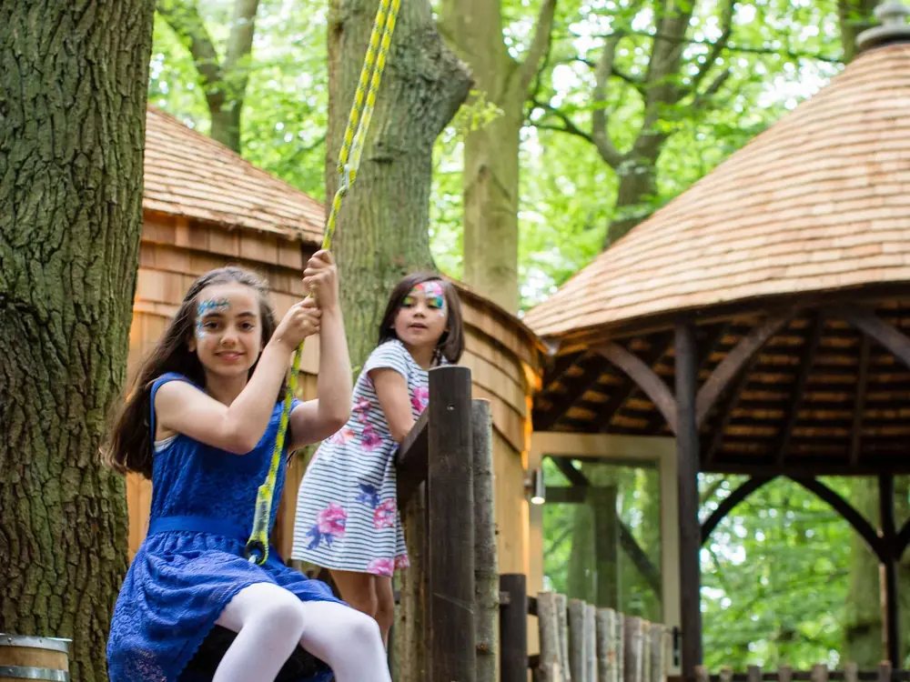 The trampoline, slackline, swings and zipline at Cedar Hollow Oxford, 10 of 10