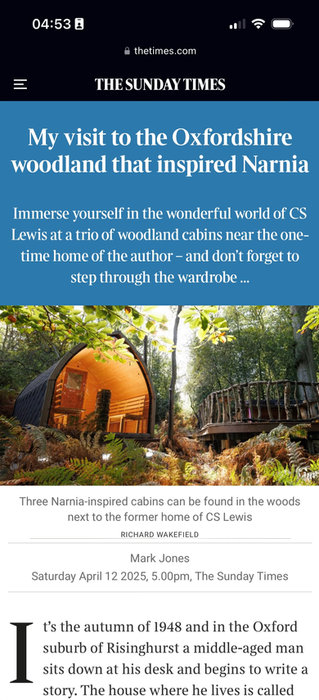The Times: the woodland that inspired Narnia