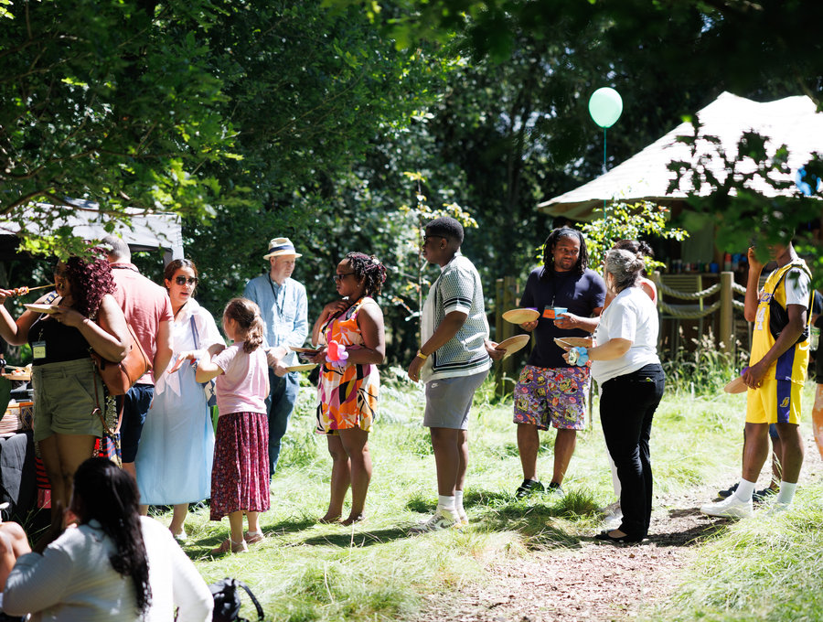 Families gathered in the garden
