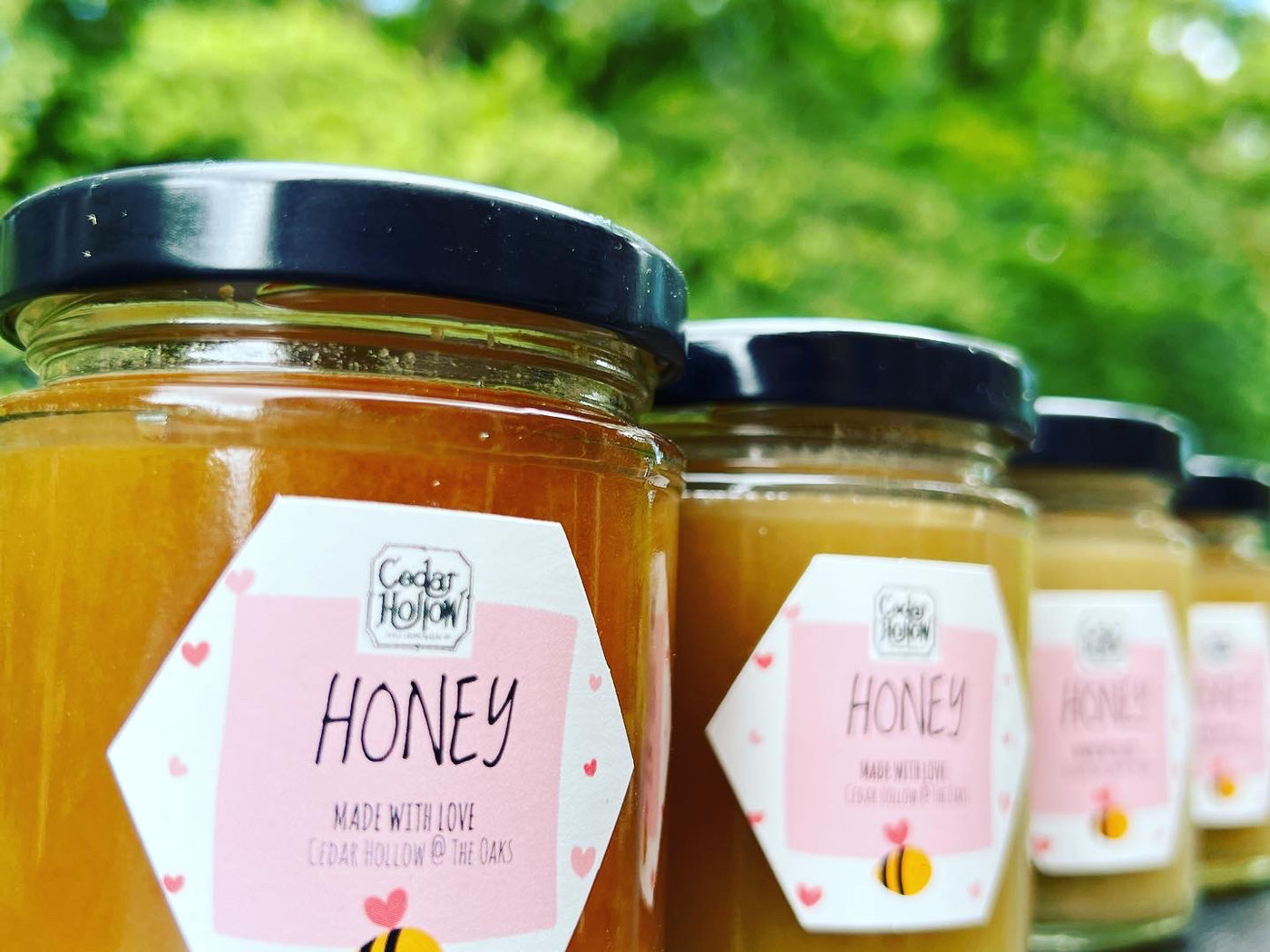 A jar of Cedar Hollow honey