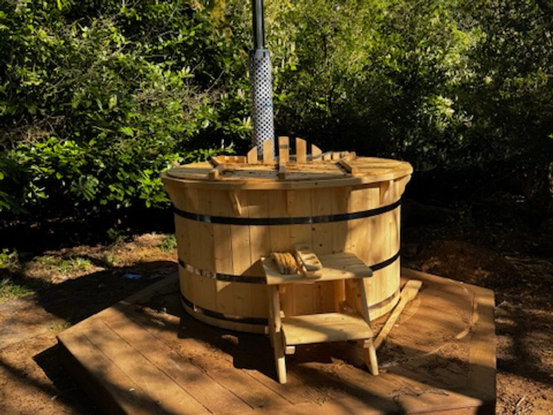 The wood-fired hot tub