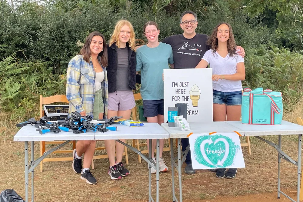 Five of the Cedar Hollow team behind a stall at a woodland event